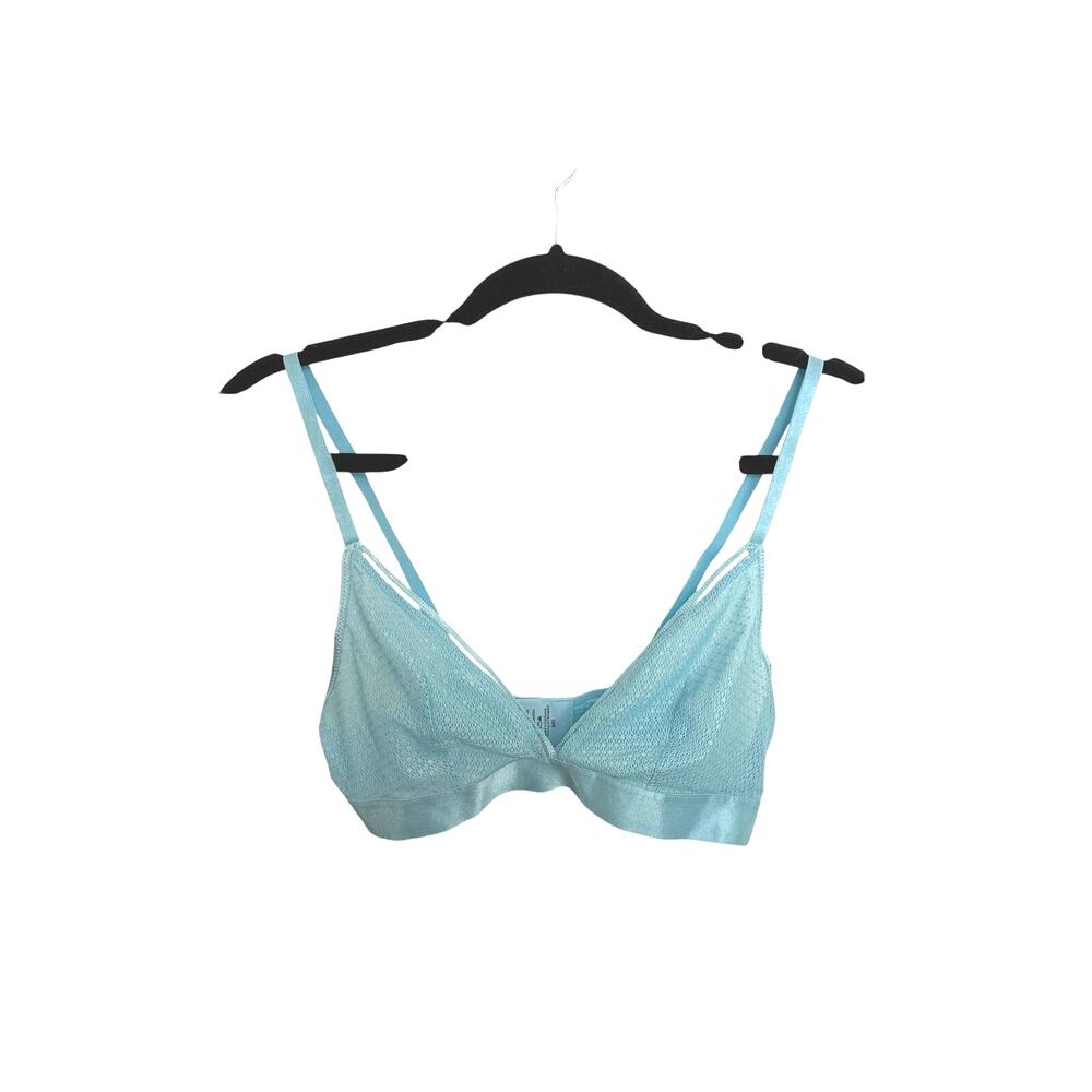 ThirdLove Triangle Bralette Womens Medium Blue Topaz Modern Mesh Wireless Lace